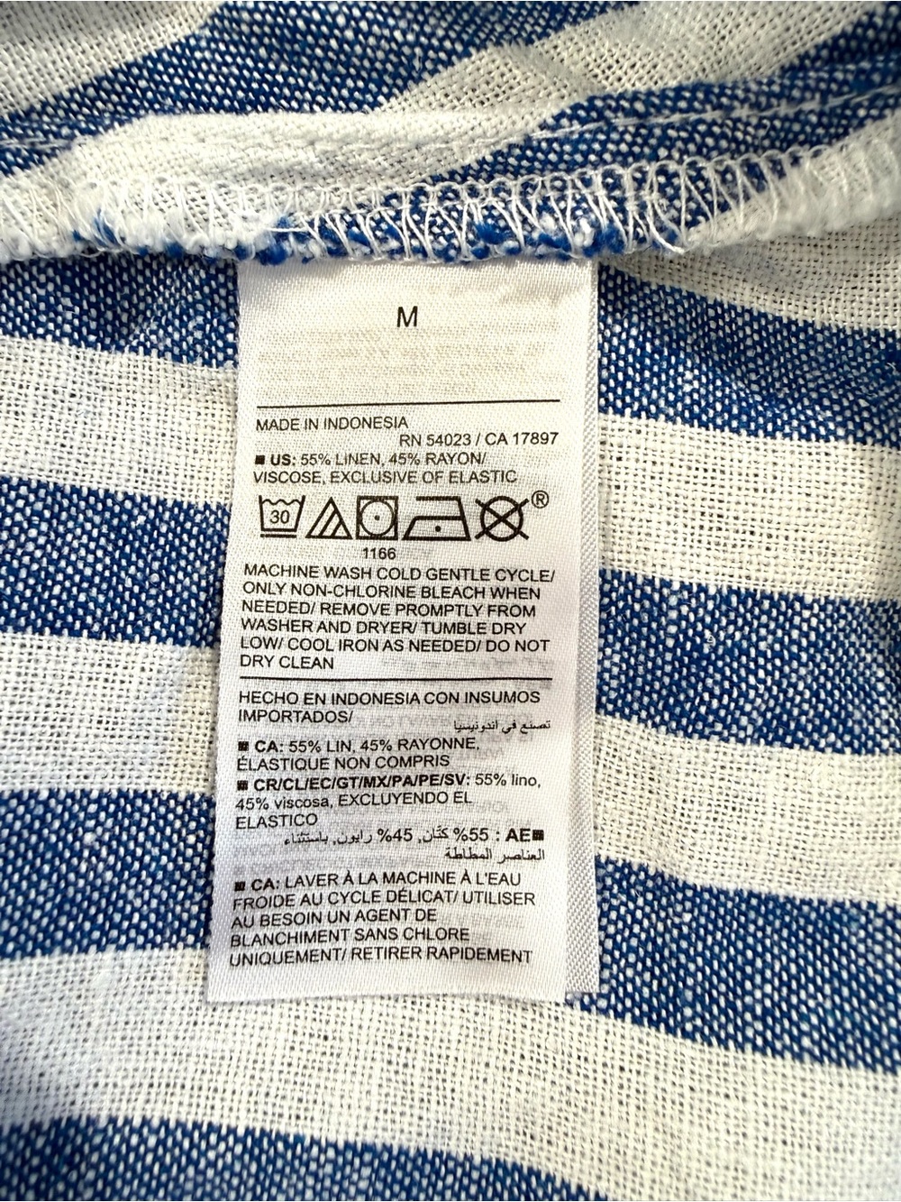 Old Navy Blue Striped Linen Blend Fit & Flare Cami Mini Dress with Pockets M EUC - Picture 12 of 16